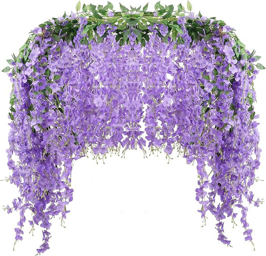 3 Pack 18FT Wisteria Artificial Flower Garlands Purple Wisteria Hanging Flower Vine Faux Wisteria Garland Silk Wisteria Flower Arch for Wedding Arch Party Ceremony Wall Backdrop Decoration