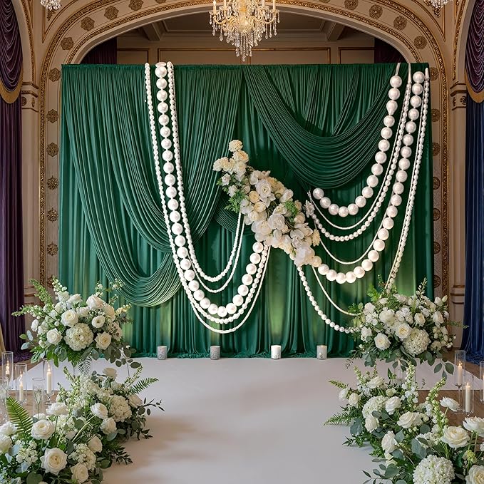 10ft x 10ft Wrinkle Free Hunter Green Backdrop Curtains for Parties, Polyester Photo Backdrop Drapes for Wedding Birthday Party Photography Background Photoshoot