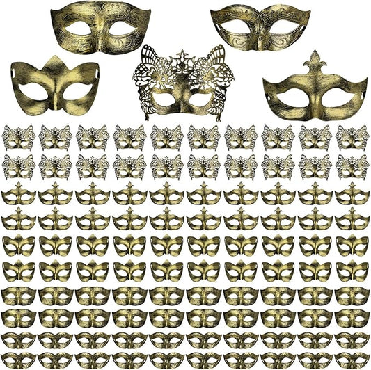 Yunsailing 100 Pcs Masquerade Masks Bulk for Adults Venetian Ball Party Masks for Wedding Prom Bridal Shower Carnival