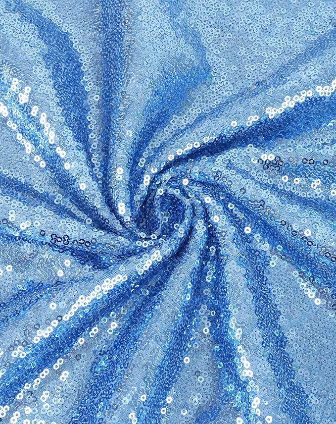 Eternal Beauty Baby Blue Tablecloth, 120 Inch Round Sequin Tablecloth for Party Cake Dessert Table Exhibition Events