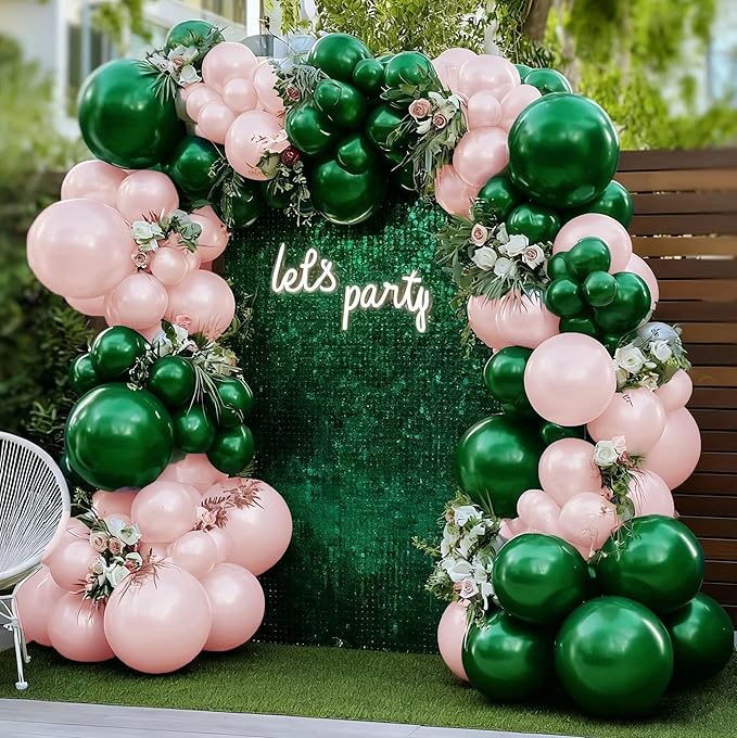 Dark Green Balloon Garland Double Stuffed Emerald Green Balloons Different Size Forest Hunter Balloon Arch Kit for Birthday Graduation Jungle Wedding Bridal Shower Party Decor