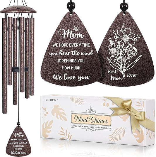 Gifts for Mom, 32" Bronze Wind Chimes, Mom's Birthday Gifts from Daughter Son, Mother in Law Gift, Best Mom Ever Gift for Birthday Christmas Mother's Day, Home Decor