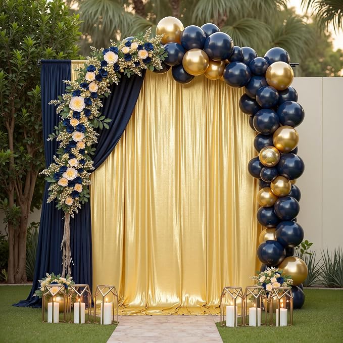 gogoparti 30x14FT Gold Sequin Backdrop Curtain - 6 Panels of 5x14FT Wrinkle-Free Reusable Glitter Drapes for Photography, Weddings, Birthdays & Parties