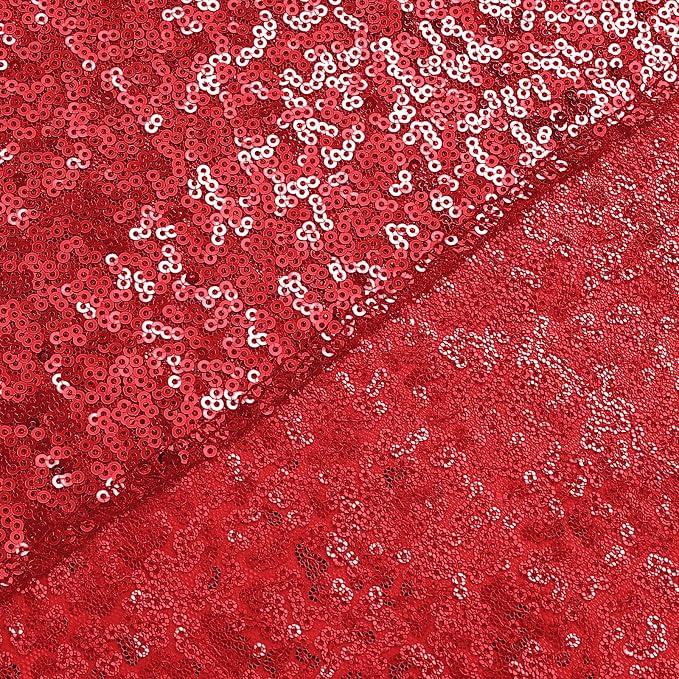 Sugargirl Red Sequin Backdrop Curtain 4 Panels 2FTx8FT Glitter Red Background Drapes Sparkle Photography Backdrop for Party Wedding Birthday Wall Decoration