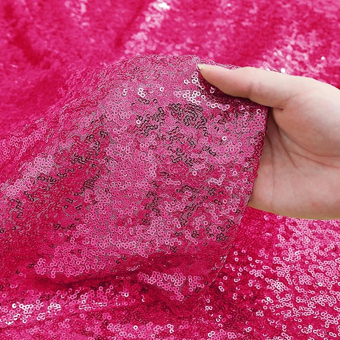 Sugargirl 10 Packs 12 x 72 inches Sequin Table Runner, Glitter Hot Pink Table Runner for Birthday Party Supplies Wedding Holiday Celebration Event Decorations