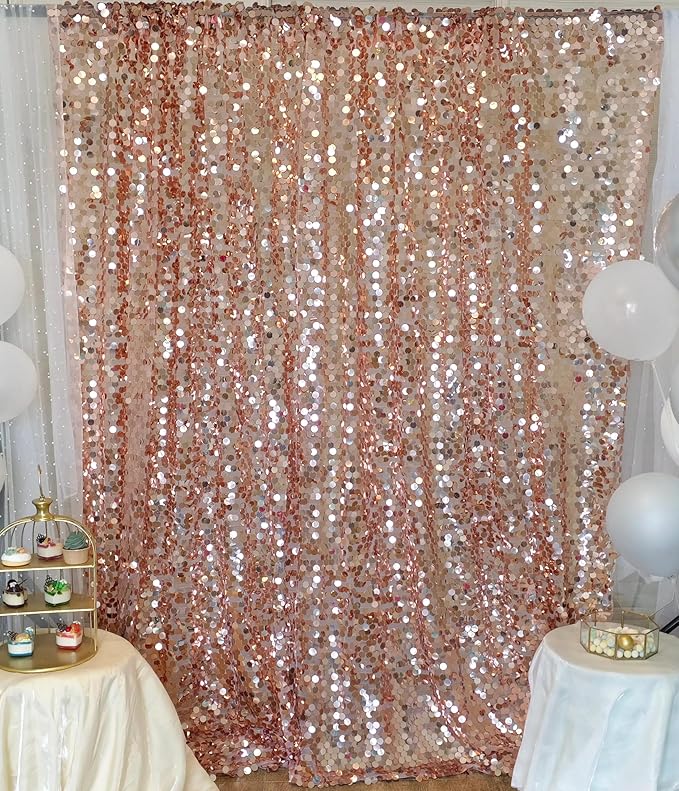 Rose Gold Sequin Backdrop, 9x10 Feet, 1 Panel Shimmer Glitter Photobooth Props for Halloween Christmas Parties, Home, Wedding, Birthday