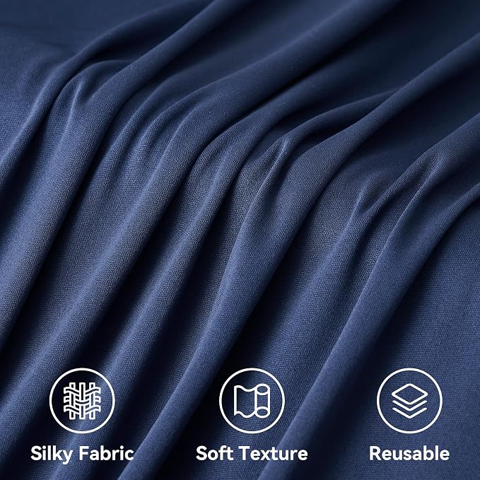 20ft x 12ft Navy Blue Backdrop Curtain for Parties, Wrinkle Free 4 Panels 12ft Long Photo Backdrop Drapes Back Drop Cloth for Wedding Birthday Party Baby Shower Photography Background
