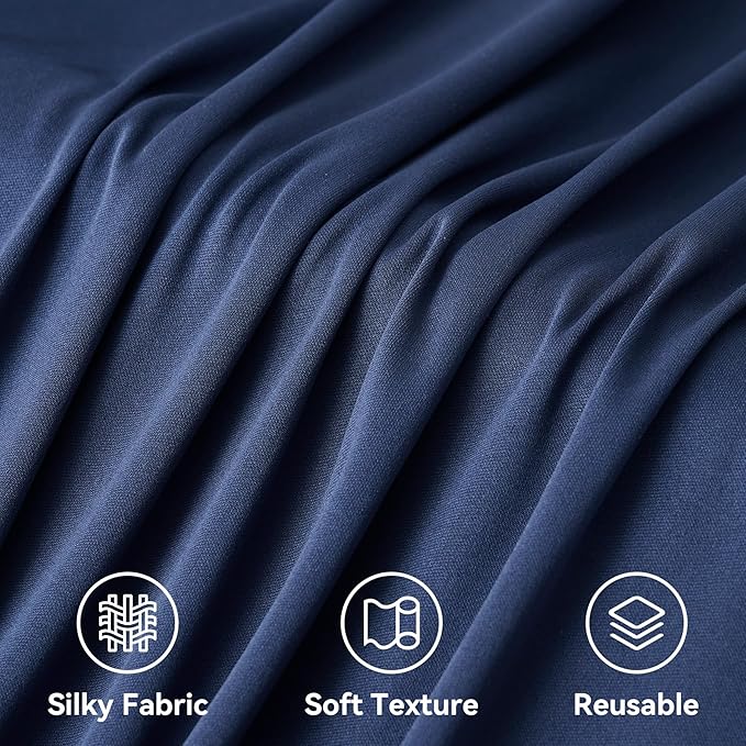 10x12 ft Navy Blue Backdrop Curtain for Wedding Parties, Wrinkle Free 2 Panels 12 ft Long Polyester Photo Backdrop Drapes Back Drop Cloth for Birthday Photography Background Party Backdrop