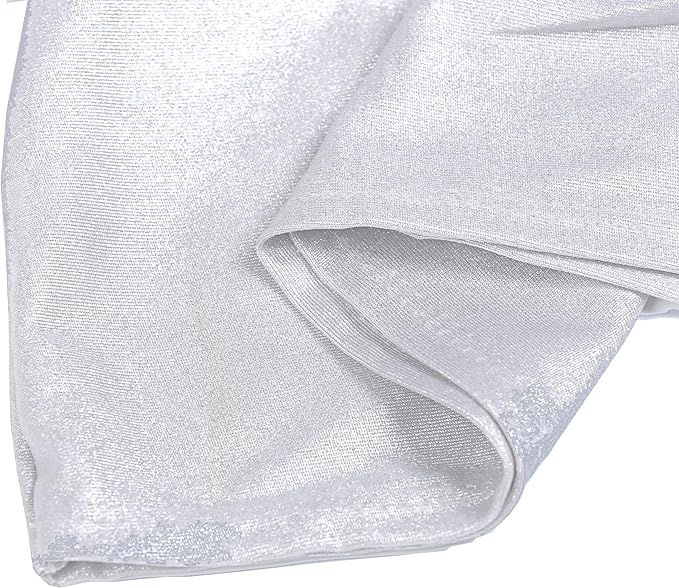 MDS Pack of 75 Spandex Foil Chair Sashes Bow Universal fits Elastic Stretch Chair Bands Ties with Buckle for Wedding Lycra Slider Bow - Metallic/zari/Sparkle Silver