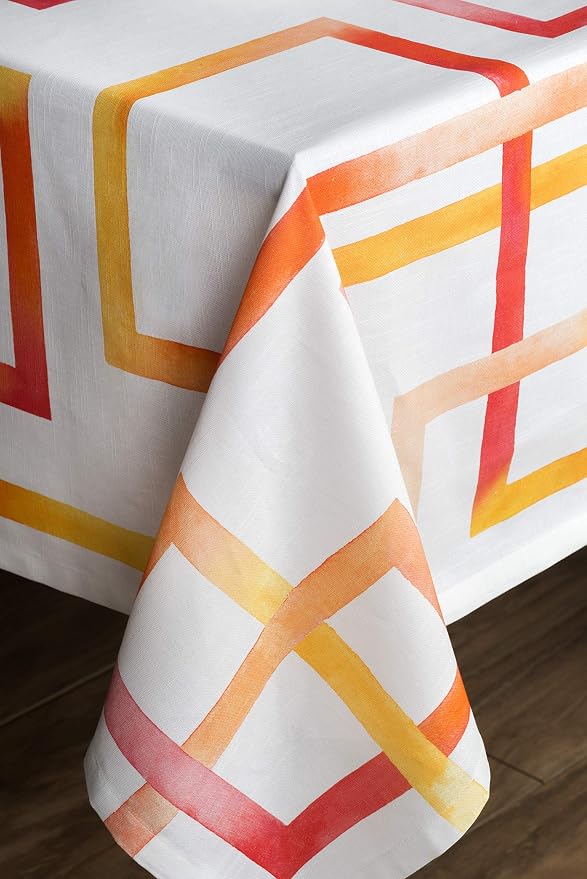 Maison d' Hermine Table Cloth Square Table 100% Cotton 60 x 60 Inches Tablecloth Reusable Decorative for Dining Kitchen Room Farmhouse Party Home Hotel Restaurant Spring Summer - Summer Maze