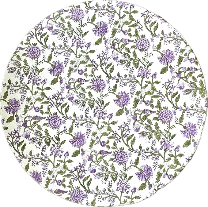 ATOSII Mahoka 100% Cotton Round Spring Summer Tablecloth, Block Print Floral Table Cloth for Kitchen Dining Linen I Parties, Weddings, OutdoorsI 72" Inches Round, 4 Seater