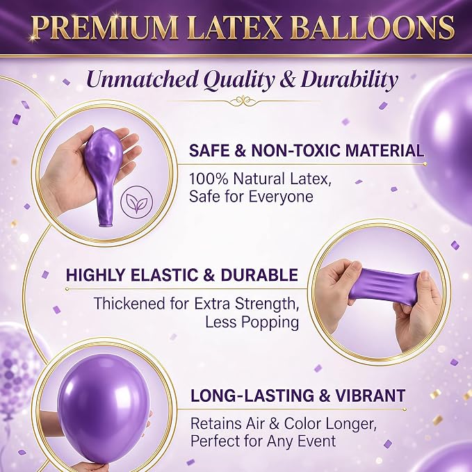 Balloon Column Kit Set of 2 With Balloons Included - with Base, and Pole,Balloon Tower Backdrop Decoration for Wedding, Baby Shower, Birthday Party, or Bachelorette Parties (Enigmatic Purple)
