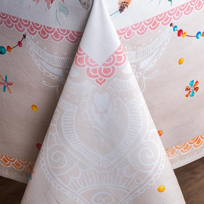 Maison d' Hermine Table Cloth Rectangle Table 100% Cotton 54 x 72 Inches Tablecloth Reusable Decorative for Dining Kitchen Room Farmhouse Party Home Hotel Restaurant Spring Summer - Ibiza - Beige