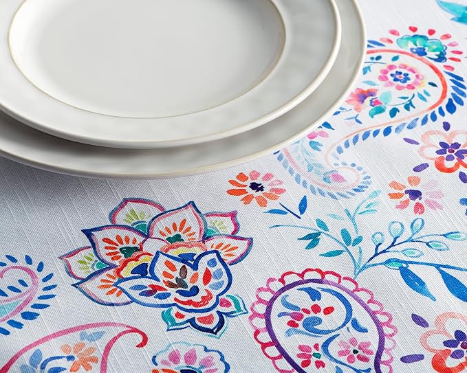 Maison d' Hermine Table Cloth Rectangle Table 100% Cotton 60 x 120 Inches Tablecloth Reusable Decorative for Dining Kitchen Room Farmhouse Party Home Hotel Restaurant Spring Summer - Indian Floral