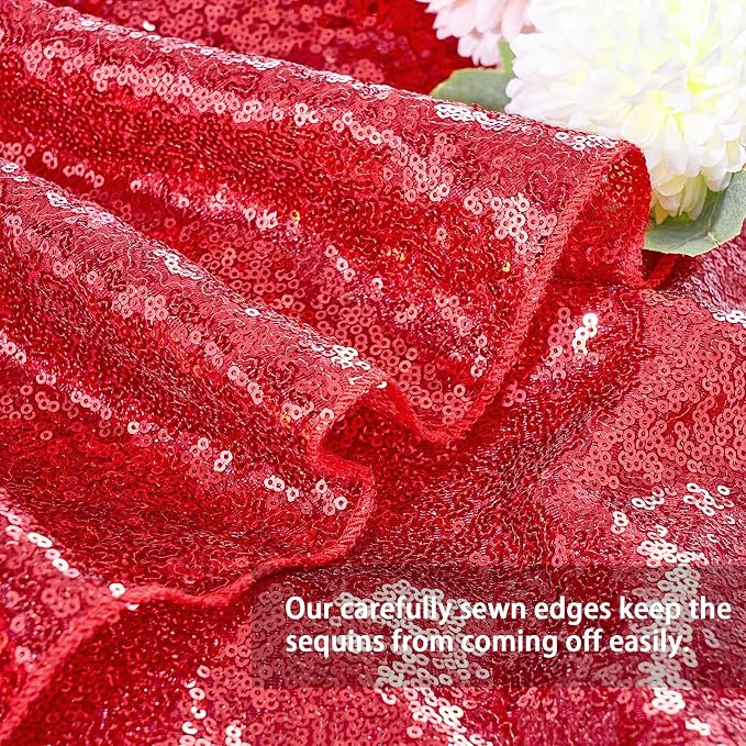 MoKoHouse Red Tablecloth Rectangle 60" x 102" Glitter Table Cloth Sequin Fabric for Halloween Party Wedding Ceremony Cake Dessert Table Decorations