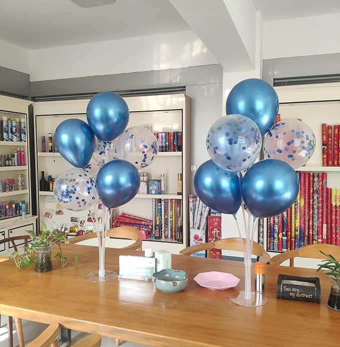 ZJDHPTY 4Set Blue Balloon Stand Table Centerpieces Party Decor | Blue Balloons,Blue Party Decorations for Birthday Graduation Retirement Anniversary Father's Day,New Years Eve Party Supplies