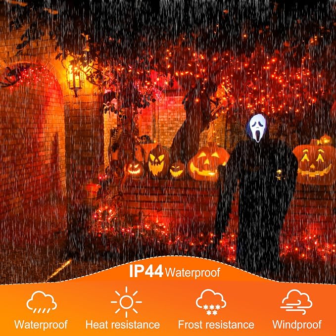 kemooie 500 LED Outdoor Fairy String Lights, 164 FT 8 Lighting Mode Plug in String Waterproof Light, for Outdoor Birthday Christmas Wedding Party Garden Balcony Decor (Orange)