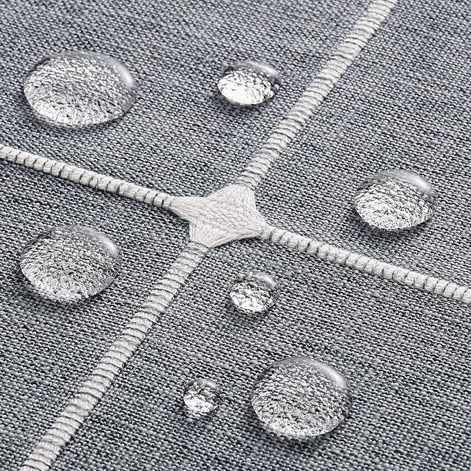 ZeeMart Boho Grid Table Cloth with Tassels (Blue Ashes, 60" Round), Heavy Weight Linen Checked Embroidered Farmhouse Tablecloth, Water Resistant Round Blue Grey Tablecloths