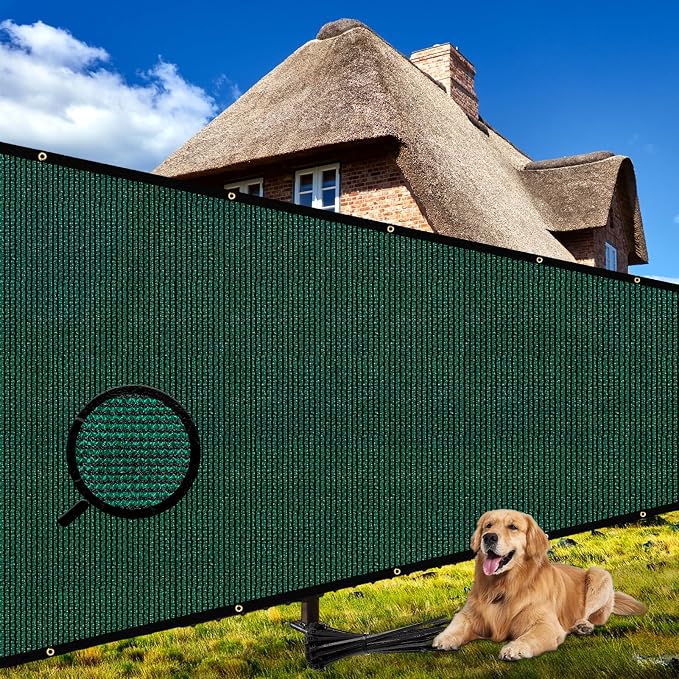 Shade&Beyond 5'x23' Dark Green Privacy Screen Fence Cover 170 GSM Fencing Mesh Fence Panel for Wall Garden Yard Backyard Indoor Outdoor Home Decoration