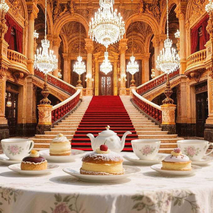 5 x 3 ft Luxurious Palace Backdrop European Golden Hall Red Carpet Interior Chandelier Staircase Photography Background Old Church Castle Wedding Bridal Shower Anniversary Party Decor Banner