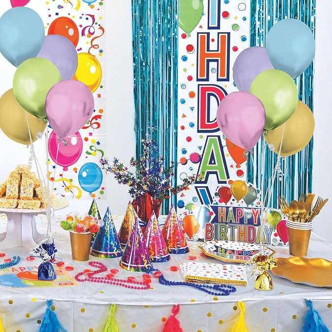 Beistle Metallic Wrapped Balloon Weights – 12 Pack, Assorted Color Centerpiece Bouquet Holders with Matching Wire Ribbon Loops, Party Décor for Birthdays, Events, and Celebrations, Colors Vary, 6 Oz