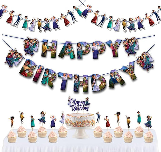 Encato Theme Birthday Party Supplies Set – Magical Inspired Decorations – Includes Banner, Cake Toppers, Tableware & More – Encato Party Décor Kit for Birthday, Baby Shower, or Family Celebrations