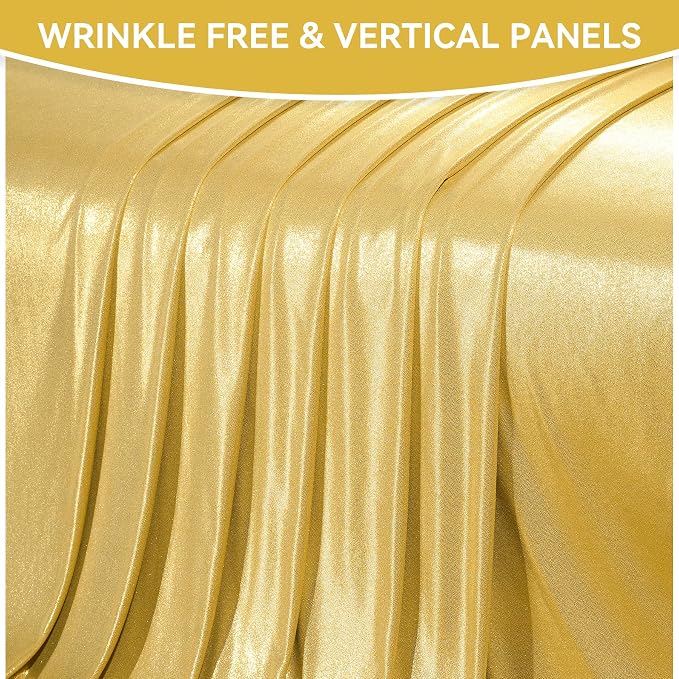 50x12ft Glitter Gold Backdrop Curtains, Sequin Curtains Wrinkle Free Polyester Drapes, Shimmer Back Drop Curtains for Parties Banquet Wedding Birthday Photography Background, 10 Panels 5x12ft