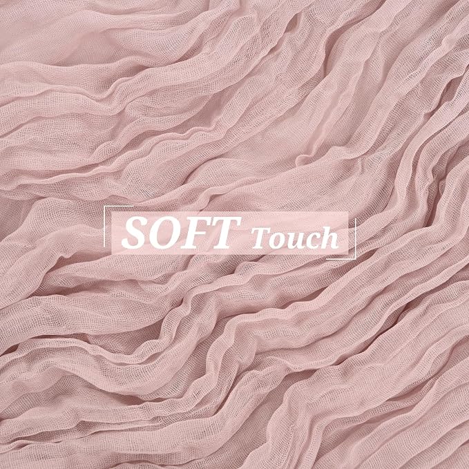 Showgeous 6 Pack Dusty Pink Cheesecloth Table Runner Gauze Table Runner 10FT Long Semi-Sheer Table Runner Boho or Rustic Wedding Table Decor for Wedding Decor Arch Draping Bridal Shower Holiday Party