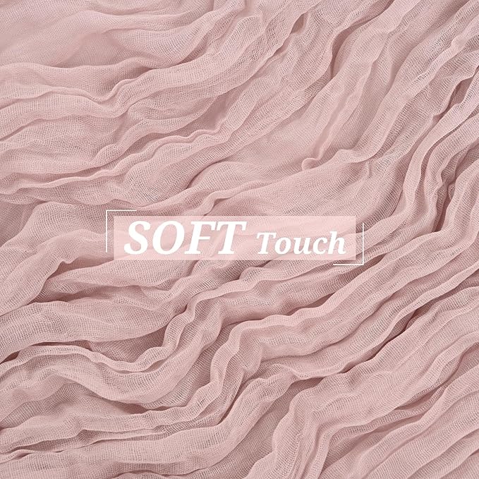 Showgeous 6 Pack Dusty Pink Cheesecloth Table Runner Gauze Table Runner 10FT Long Semi-Sheer Table Runner Boho or Rustic Wedding Table Decor for Wedding Decor Arch Draping Bridal Shower Holiday Party