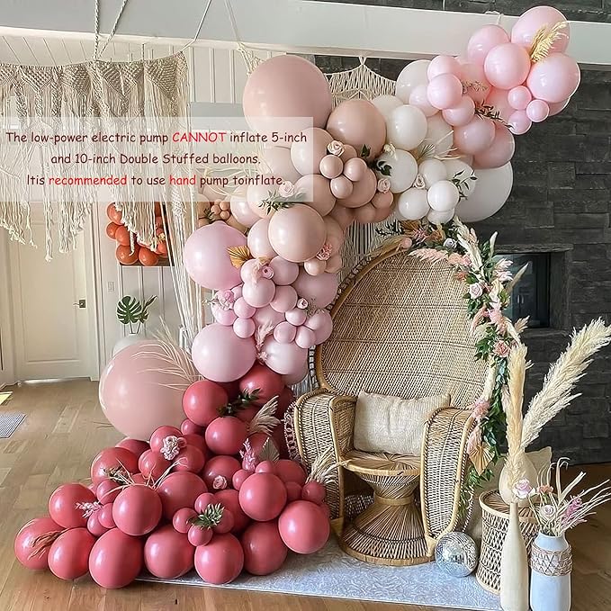 Dusty Rose Pink and White Balloons Garland Arch Kit Double Stuffed Matte Light Pink Blush Pink Latex Balloon Different Sizes 18 12 10 5In Boho Ballon for Birthday Party Holiday Decorations
