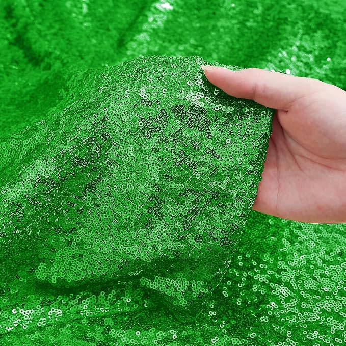 Sugargirl 10 Packs 12 x 72 inches Sequin Table Runner, Glitter Grass Green Table Runner for Birthday Party Supplies Wedding Holiday Celebration Event Decorations