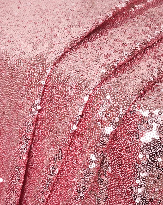 Eternal Beauty Fuchsia Pink Tablecloth, 90x132 Inch Sequin Rectangle Table Cover for Valentines Cake Dessert Exhibition Party Birthday Events