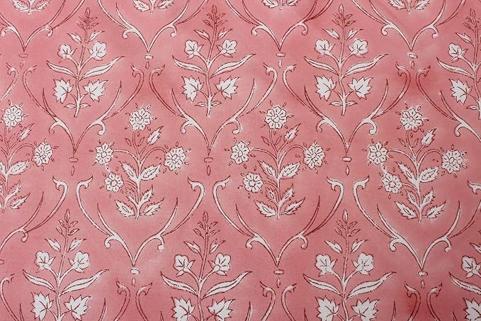 Ridhi Round Tablecloth Hand Block Print 100% Cotton Reusable Sweet Pink 60 Inch Table Cover Decorative Everyday Use for Dining, Home, Party, Wedding, Farmhouse, Party Gift for Spring, Mother's Day