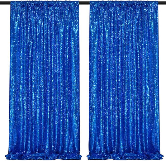 Navy Blue Sequin Backdrop Curtains,2 Panels 4FTx8FT Blue Curtain Backdrop Glitter Party Decorations Background Drapes for Wedding Birthday Anniversary Graduation Photo Booth Decor