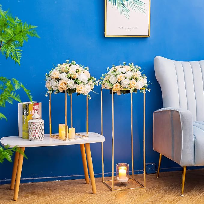 Gold Flower Stand for Table: 31.5” Tall Centerpiece Stand for Wedding Table Reception Floral Center Pieces with Home Decoration Party Event 10 PCS