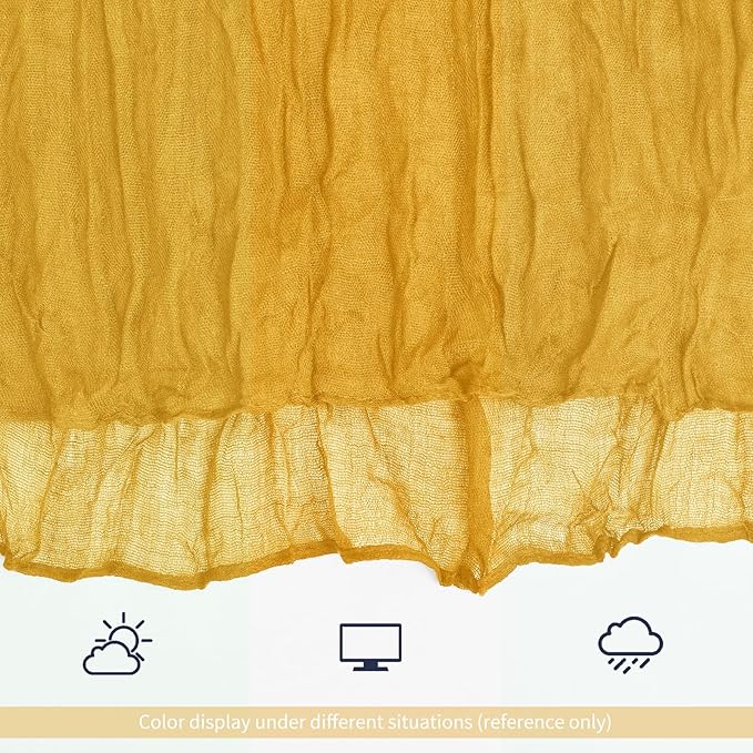 12 Pack Gold Table Runner 10Ft Cheesecloth Table Runner Rustic Gauze Table Runners Romantic Long Sheer Fabric Cheese Cloth Table Runners for Wedding Party Bridal Baby Shower
