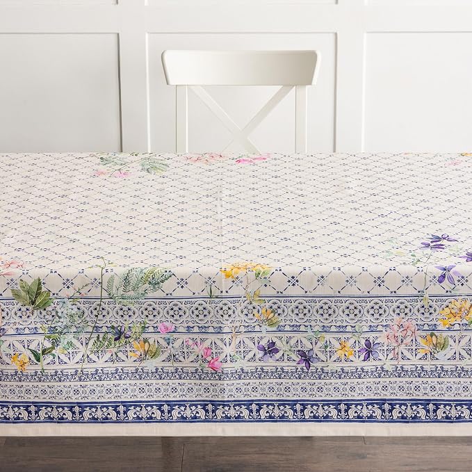 Maison d' Hermine Table Cloth Rectangle Table 100% Cotton 70 x 140 Inches Tablecloth Reusable Decorative for Dining Kitchen Room Farmhouse Party Home Hotel Restaurant Spring Summer - Faience