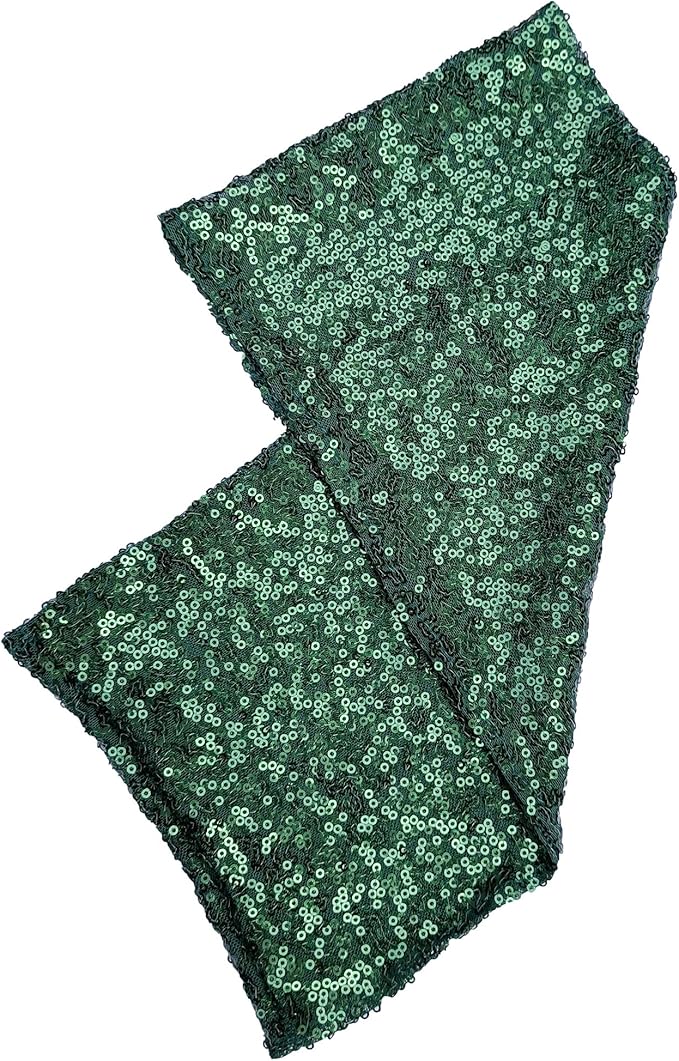 High Elastic Sequin Chair Sashes Bling Bling Chair Sashes Soft Strecth Sequin Material Shining Sequin Chair Bows for Party Decoration Home (12PCS, Dark Green)
