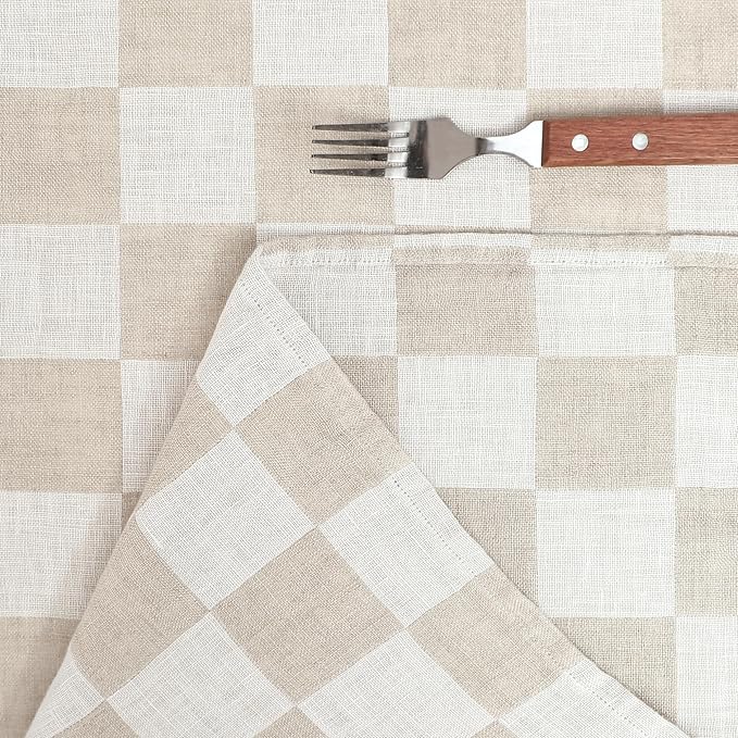 Linen World 100% Linen Gingham Tablecloth,60x90Inch Buffalo Check Table Cloth,Tablecover for Wedding,Dining,Decorative Fall Halloween Christmas Thanksgiving Tablecloth