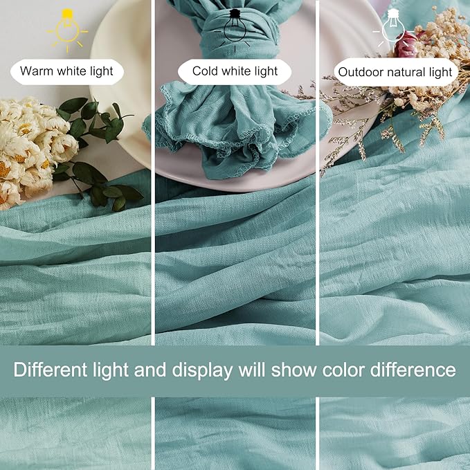 LZY 60 Pack Gauze Cheesecloth Napkins 20x20 Inch Dinner Cloth Napkins, Soft Boho Table Napkins Rustic Wrinkled Cheese Cloth Napkins Bulk for Wedding Party Baby Shower Event Decor (Light Blue)