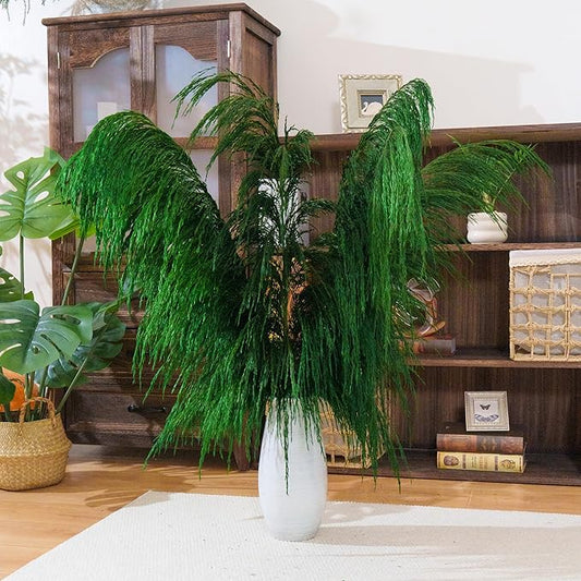 Green Pampas Grass Decor Tall for Floor Vase, Dried Pampas Grass, Large Pompas Floral, Elegant Feather Flowers for Wedding Decorations, Living Room Decor (Natural Green, 6pcs 43.3"(110cm))