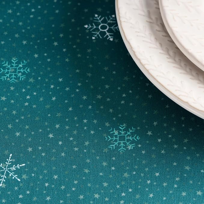 Maison d' Hermine Table Cloth Round Table 100% Cotton 63 Inches Fall Tablecloth Reusable Everyday Use for Thanksgiving Christmas Decorations Dining Farmhouse Party (Hygge Christmas)