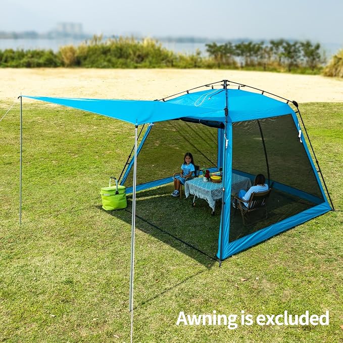 Pop Up Screen House Gazebo 8.2'x8.2'x75'' – Instant Portable Canopy with Mosquito Netting & UPF Sun Protection, Tool-Free 1-Minute Setup, Foldable Outdoor Tent for Backyard, Camping, Garden.Blue