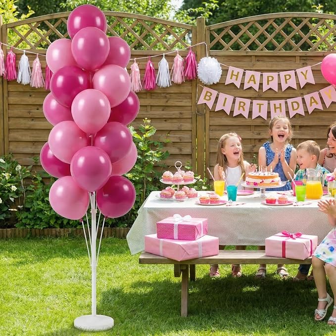 Balloon Column Kit Set of 2,5FT Balloon Tower Stand with Water Fillable Base&Pole,Pink Pillar Backdrop Decoration for Birthday,Baby Shower,Wedding,Bachelorette Party
