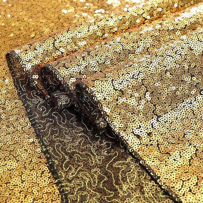 B-COOL Rectangle Sequin Tablecloth Party Decoraations: 90x156 Inch Black Gold Table Cloth Glitter Fabric Overlay for Indoor Outdoor Dining Wedding Parties Home