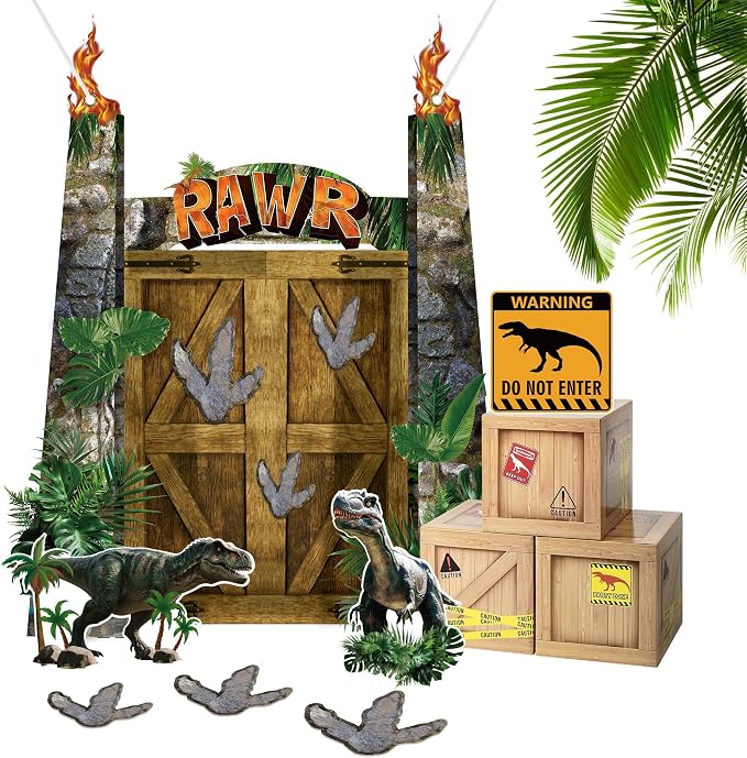 Aodaer 13 Pcs Dinosaur Party Decorations Set, Dinosaur Party Supplies, 12 x 12 x 12 Inch Dino Theme Boxes Table Centerpieces & Banner Cardstock for Dino Photo Booth Birthday Baby Shower Decorations