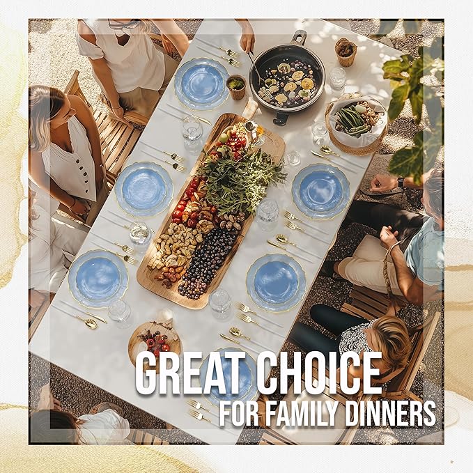 Exquisite Disposable Fancy Gold Rimmed Plastic Spring Lake Party Plates - 40 Dessert (40 x 7.5) & 40 Thin (40 x 10) Delicate Disposable Plates - 80 Piece Set