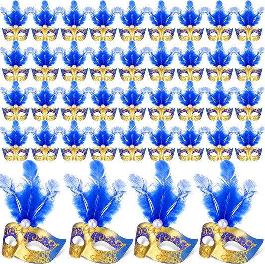 Sanwuta 72 Pcs Mini Masks Masquerade, Mardi Gras Carnival Masquerade Mask Cake Toppers Venetian Party Decor