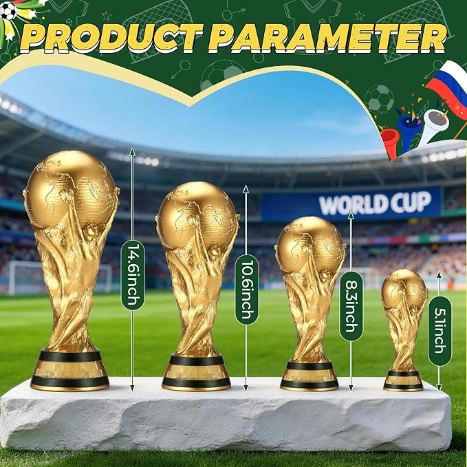 2026 World Cup Trophy Replica -14.6" PVC Souvenir & Decoration, Football Champion Cup Gift