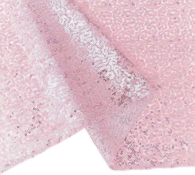 2 Packs 12 x 72 inches Sequin Table Runner, Pink Glitter Table Runner for Birthday Party Supplies Wedding Engagement Baby Shower Holiday Celebration Event Decorations